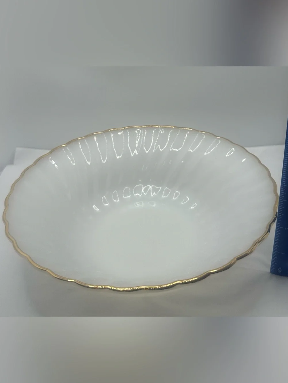 Vintage Anchor Hocking Fire-King Swirl Milk Glass serving bowl